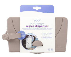 OTG Dispensador de Toallitas Portátil Ubbi Taupe ("On The Go") con Cierre Hermético para Viajes y Paseos