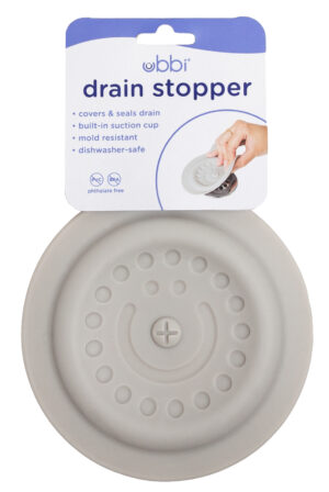 Tapón de Drenaje Ubbi Gris Tapón de Bañera de Silicona Antideslizante para Bebés y Niños