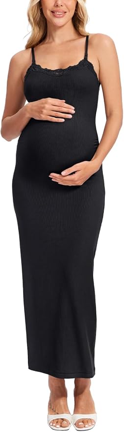 Vestido de Maternidad y Lactancia Color Negro Momanda - Imagen 5