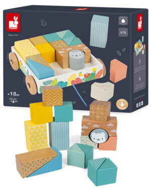 Carrito con Cubos de Madera para Pasear Educativo | Janod