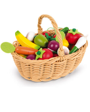 Cesta de 24 Frutas y Verduras de Madera Juego Simbólico | Janod
