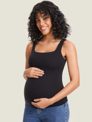 Blusa de Maternidad sin Mangas tela suave Color Negro Talla M