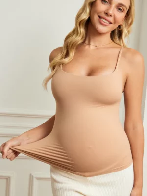 Blusa de Maternidad sin Mangas, fresca y elastica Color piel Talla M