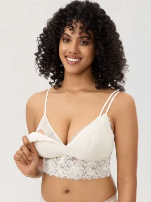 Bralette de Lactancia con Encaje Never Boring Color Marfil Talla S