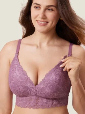 Bralette de Lactancia con Encaje Rosa Orquídea TallaS para lactancia