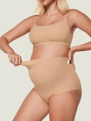 Interior de Maternidad de Cintura Alta Beige Talla M (Paquete de 2)