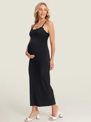Vestido de Maternidad Negro Talla L tela suave y elástica, comodidad
