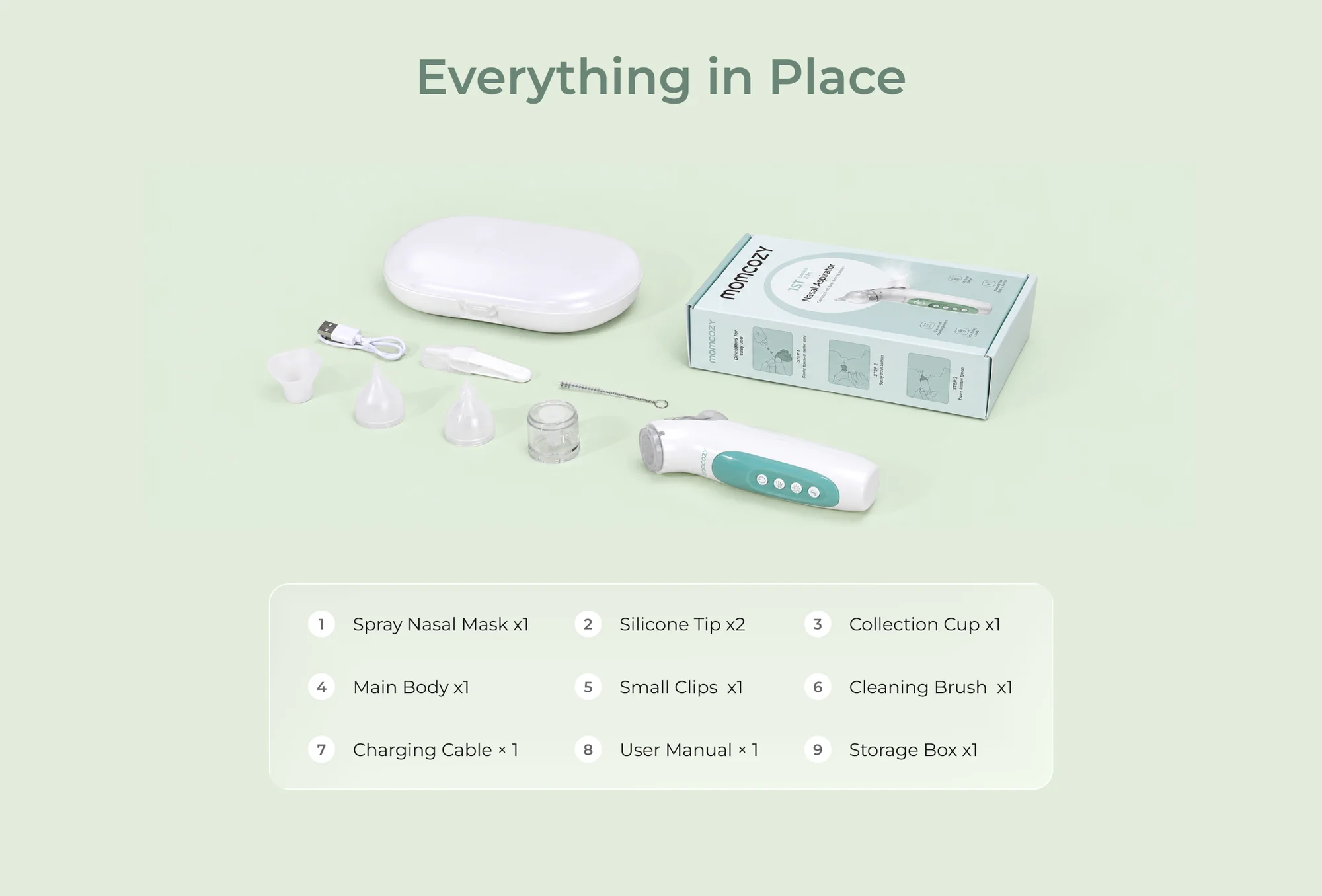 Aspirador Nasal Eléctrico BreezyClear™ 2 en 1 con Spray Momcozy - Imagen 2