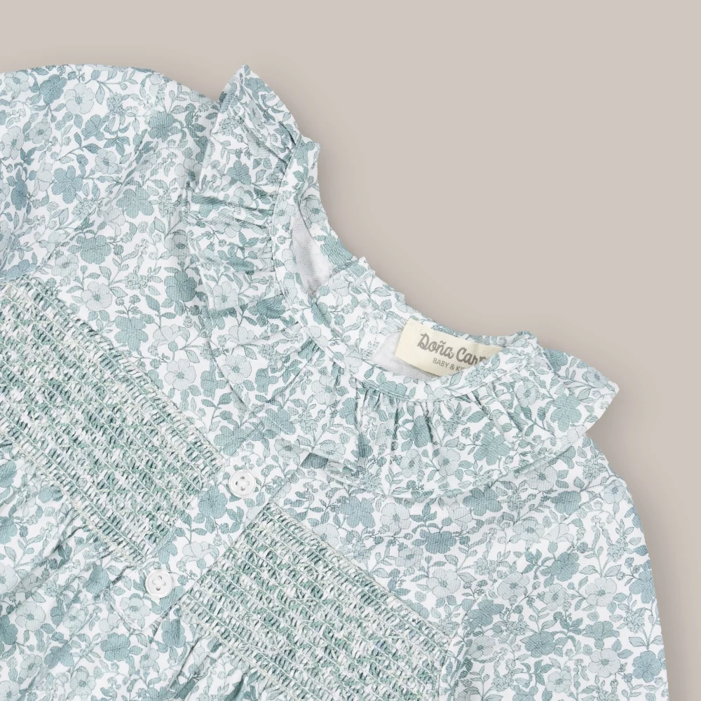 Doña Carmen Vestido para Niña Nidos Tea Verde - Imagen 3