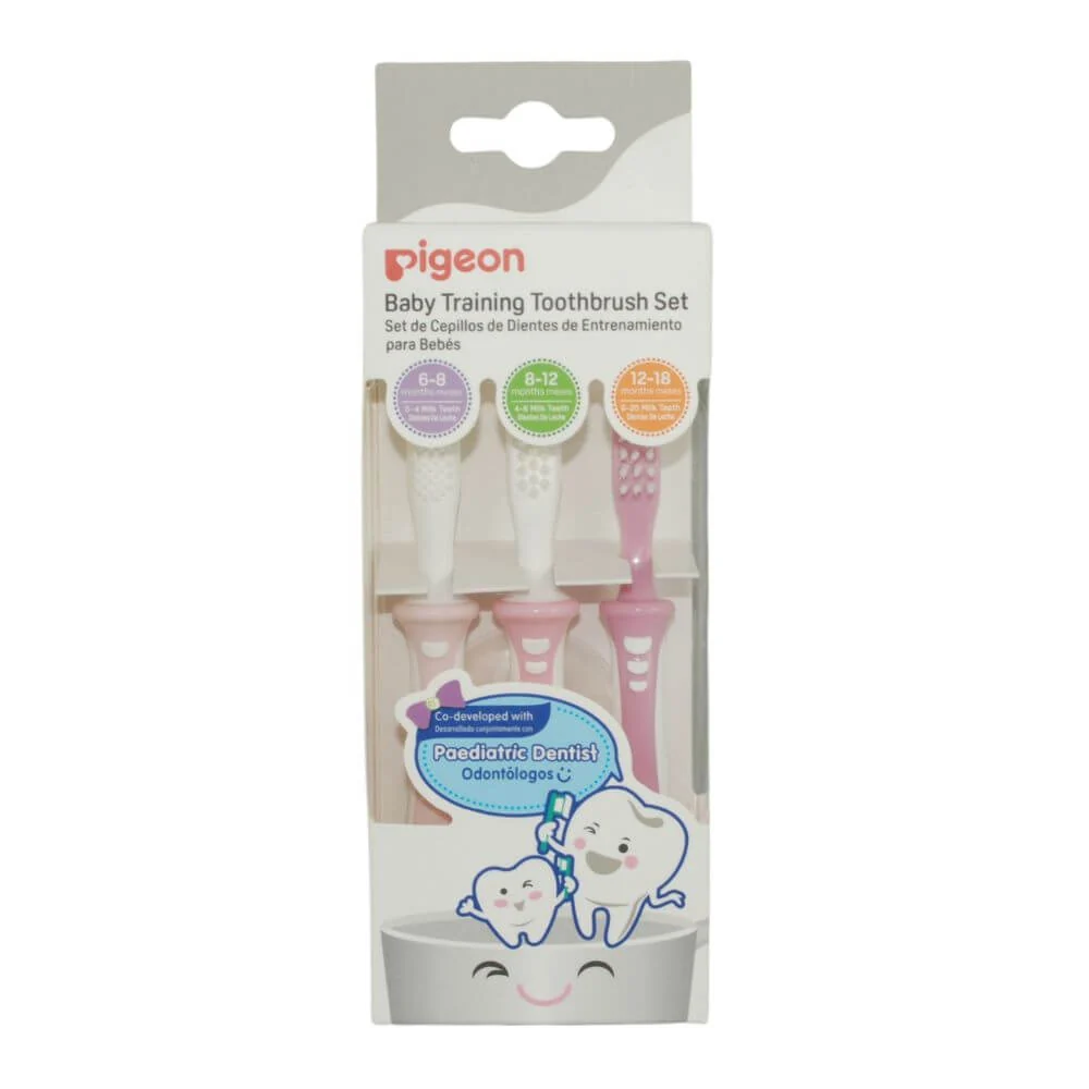 Set de Aprendizaje Cepillos Dentales Pigeon 3 Pasos Rosado