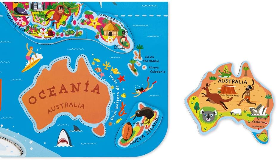 Mapa Magnético del Mundo 92 Piezas – Janod - Imagen 3