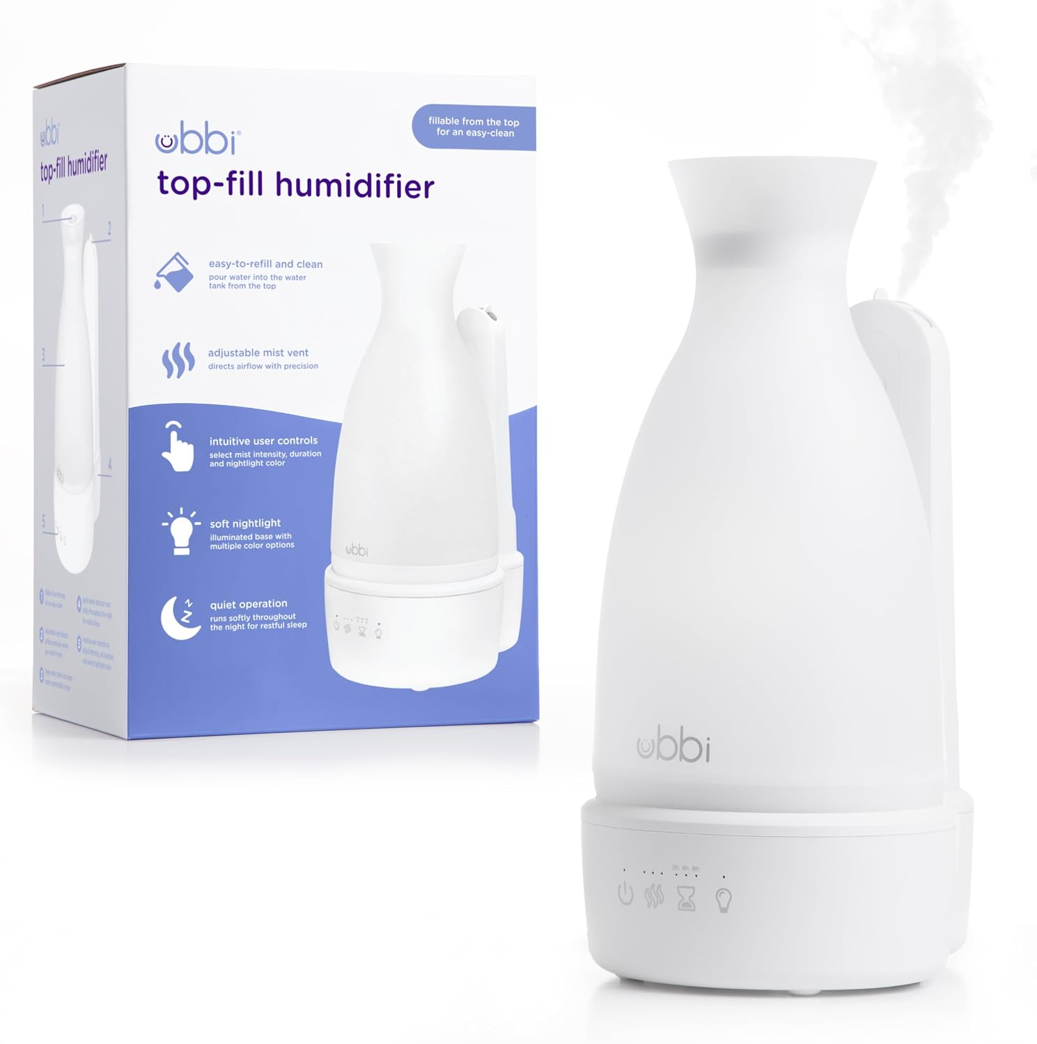 Humidificador ultrasónico Ubbi de niebla fría con llenado superior