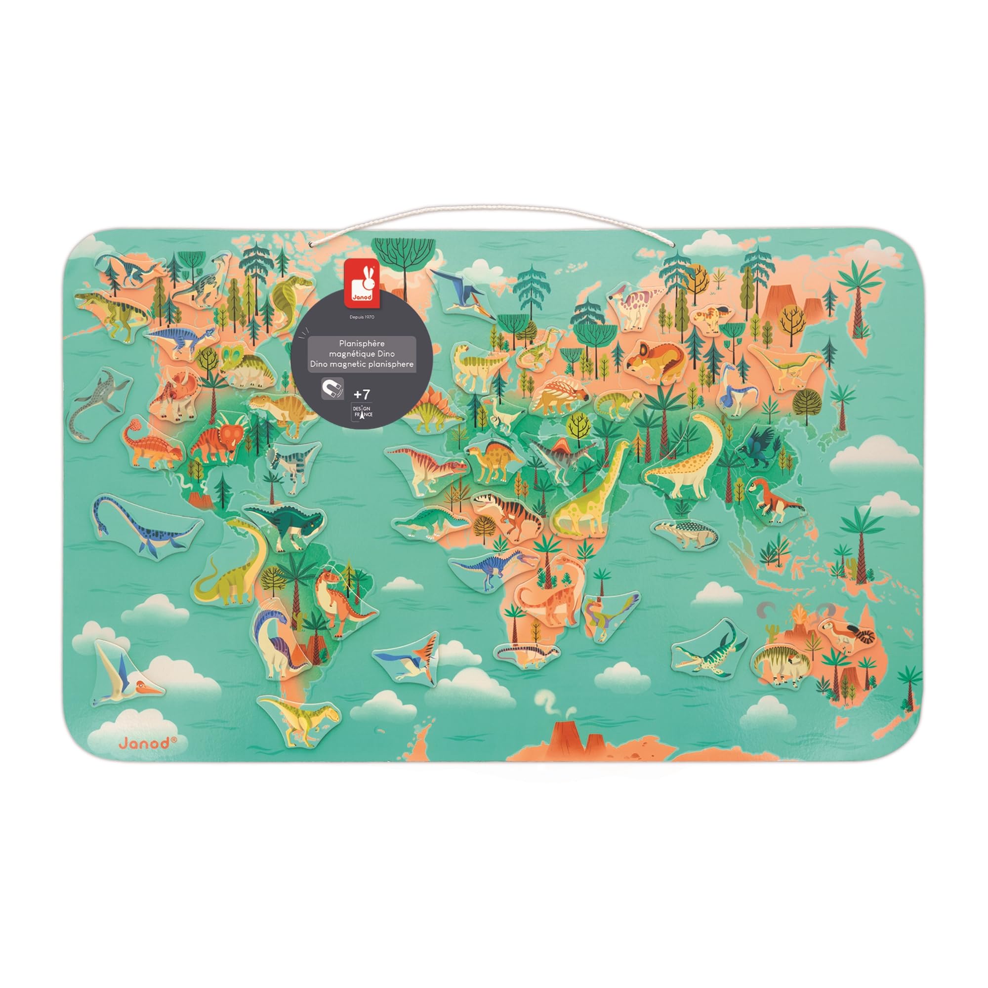 mapamundi mapa dinosaurios magnetico con poster 50 piezas niños 7 años